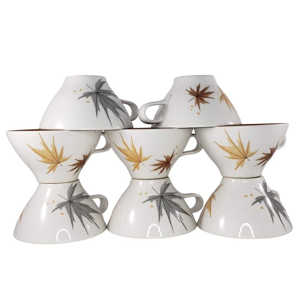 Iroquois Ben Seibel Harvest Time Tea Cups Set of 8 MCM 7.75"